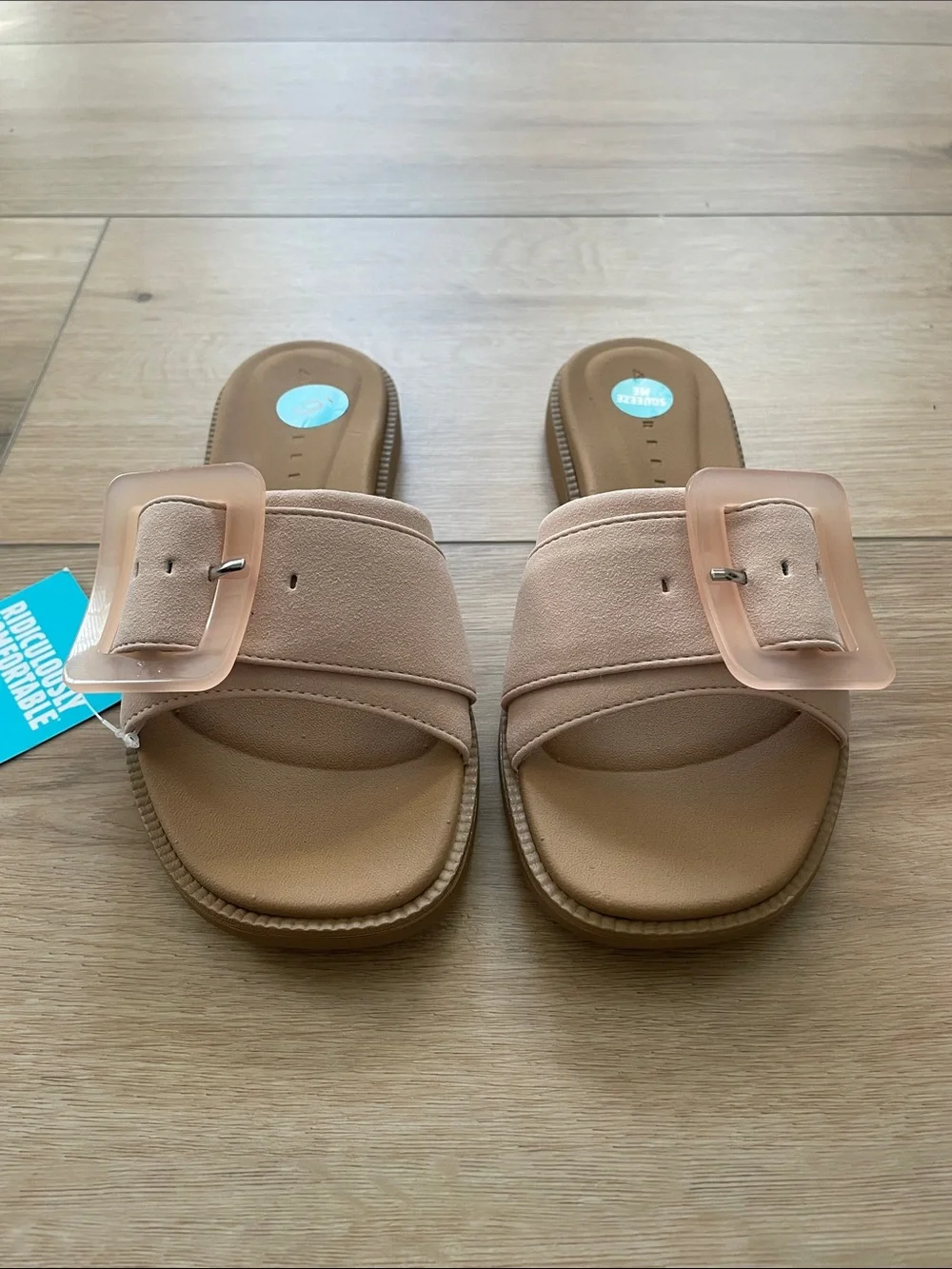NWT Reef Women’s 6 Sunny Emma Slide Sandals in Blush with Oversized Buckle